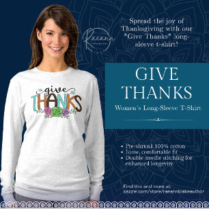 "Give Thanks" Thanksgiving Long-Sleeve T-Shirt