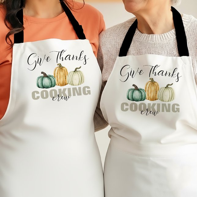 Give Thanks Thanksgiving Pumpkins Cooking Crew Apron (Creator Uploaded)