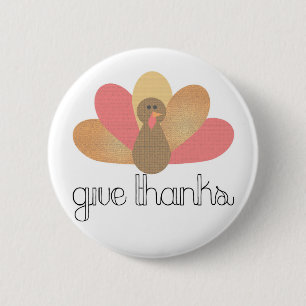 give thanks thanksgiving turkey 6 cm round badge