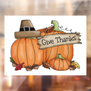 Give Thanks Thanksgiving  Window Cling