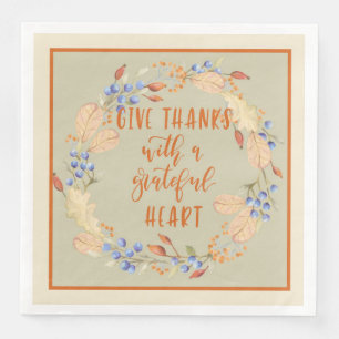 Give Thanks, Thanksgiving Wreath Napkins