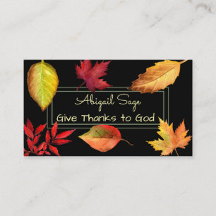 Give Thanks to God, Beautiful Autumn Leaves Business Card