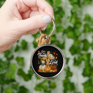Give Thanks to The Lord Autumn Fall Season Key Ring
