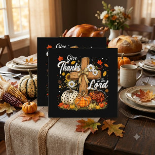 Give Thanks to The Lord Autumn Fall Season Square Business Card