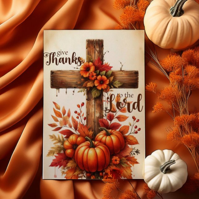Give Thanks to the Lord Christian Thanksgiving Card (Creator Uploaded)