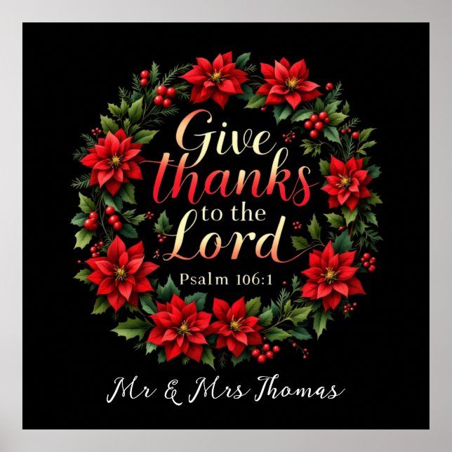 Give Thanks to the Lord Embrace Gratitude & Faith Poster (Front)