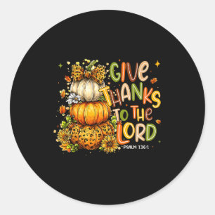 Give Thanks To The Lord Fall Christian Cross Coque Classic Round Sticker