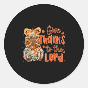 Give Thanks To The Lord Fall Christian Cross Coque Classic Round Sticker