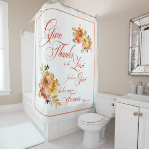 Give Thanks to the Lord fall watercolor floral  Sh Shower Curtain