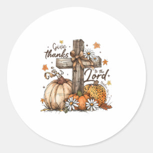 Give Thanks To The Lord Jesus Thanksgiving Autumn Classic Round Sticker