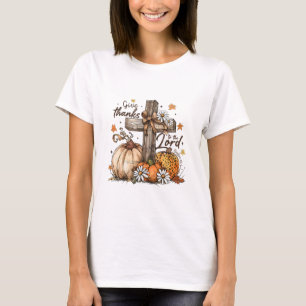 Give Thanks To The Lord Jesus Thanksgiving Autumn T-Shirt