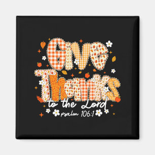 Give Thanks To The Lord Lace Christian Fall Autumn Magnet