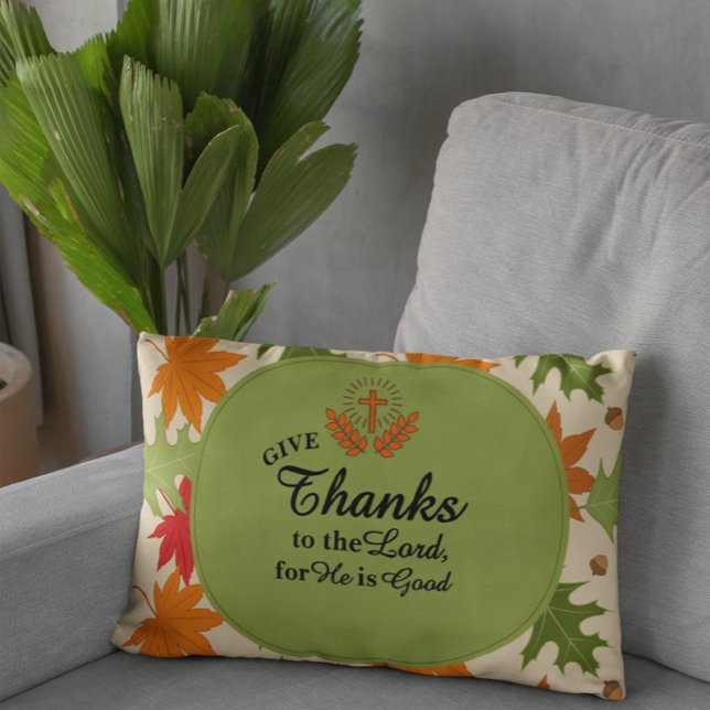 Give Thanks to the Lord | Personalized Fall  Decorative Cushion (Creator Uploaded)