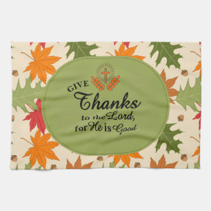 Give Thanks to the Lord   Personalized Fall  Tea Towel