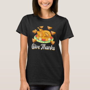 Give Thanks Turkey Food Thanksgiving Pyjamas Girl  T-Shirt