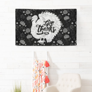 Give Thanks Turkey Thanksgiving Vintage Banner