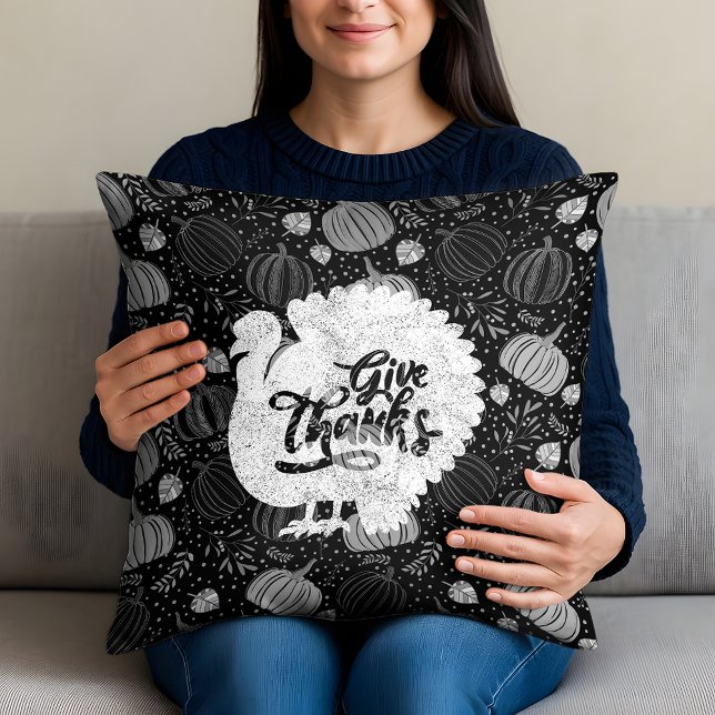 Give Thanks Turkey Thanksgiving Vintage Cushion (Creator Uploaded)
