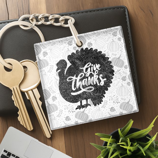 Give Thanks Turkey Thanksgiving Vintage Key Ring (Creator Uploaded)