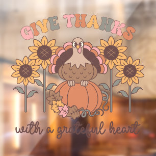 Give Thanks Turkey Window Cling