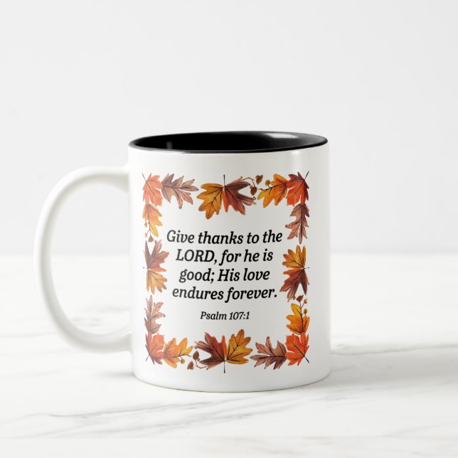 Give Thanks Two-Tone Coffee Mug (Left)