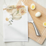 Give Thanks Watercolor Pumpkin Tea Towel<br><div class="desc">Best Gift For Your Friends And Family,  Personalised Thanksgiving Text With Autumn Colours. Happy Thanksgiving With Watercolor Pumpkins With Flowers . Ideas for decorate you home on Thanksgiving</div>