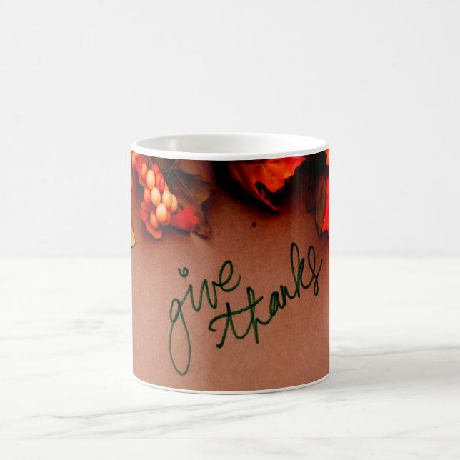 Give Thanks with Fall leaves Thanksgiving Coffee Mug (Center)