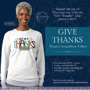 "Give Thanks" Women's Long-Sleeve T-Shirt