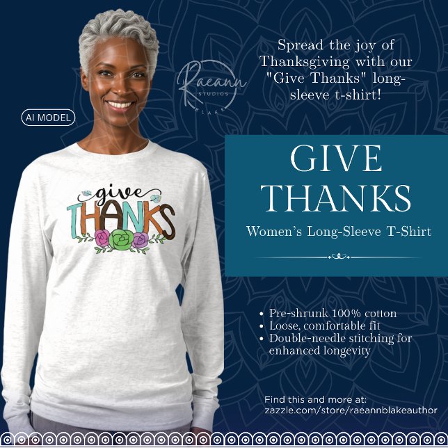 "Give Thanks" Women's Long-Sleeve T-Shirt (Creator Uploaded)
