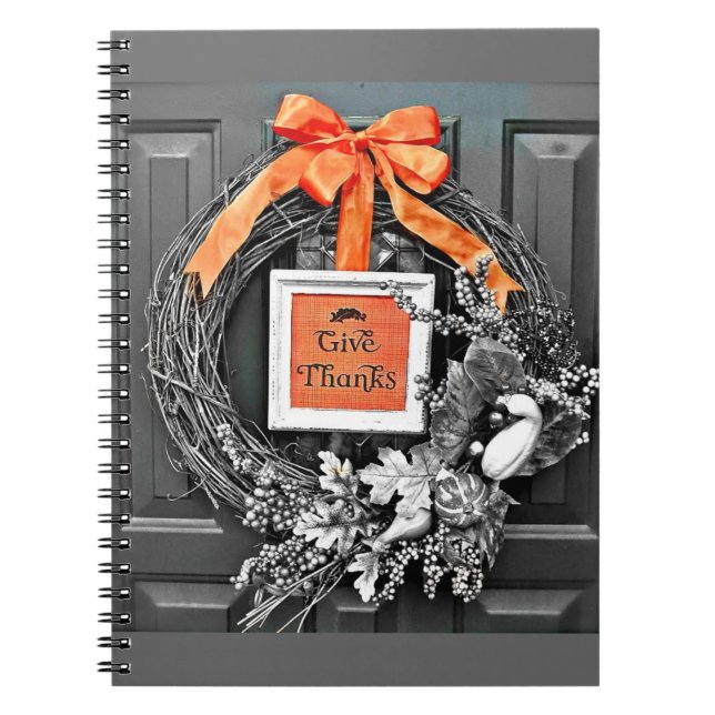 Give Thanks Wreath Spiral Notebook (Front)