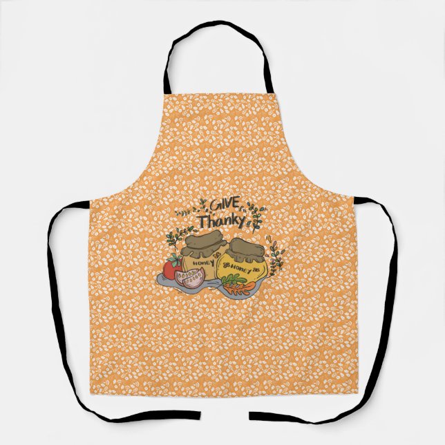 "Give Thanky'" Turkey and Harvest Apron (Front)
