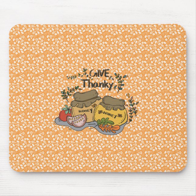 "Give Thanky'" Turkey and Harvest Mouse Pad (Front)