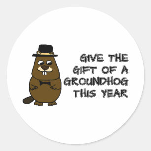 Give the gift of a Groundhog this year Classic Round Sticker