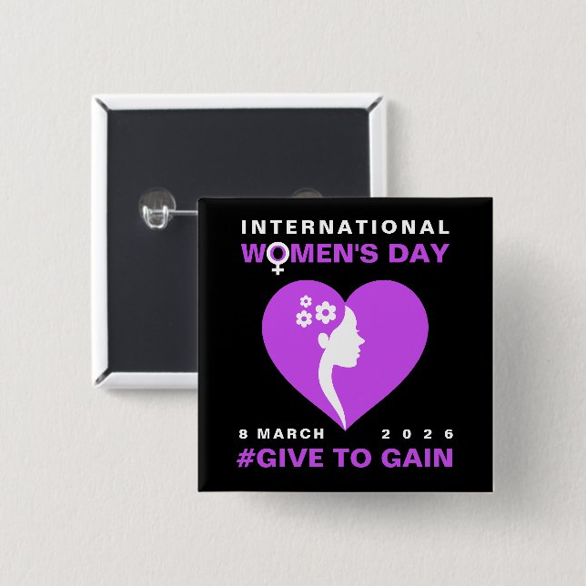 Give To Gain International Women's Day 2026 15 Cm Square Badge (Front & Back)
