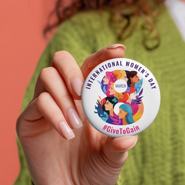 Give To Gain | International Women's Day IWD 2026 7.5 Cm Round Badge (Give To Gain | International Women's Day IWD 2026 Button)