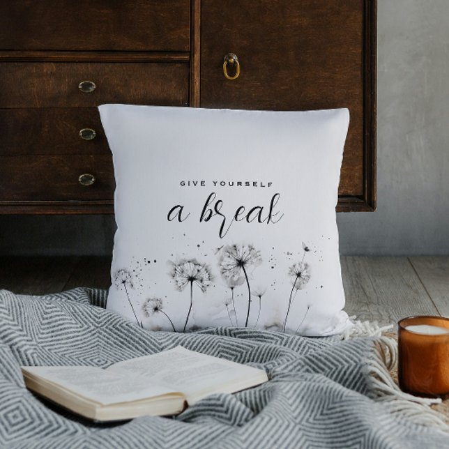 Give Yourself a Break Watercolor Dandelion  Cushion (Creator Uploaded)