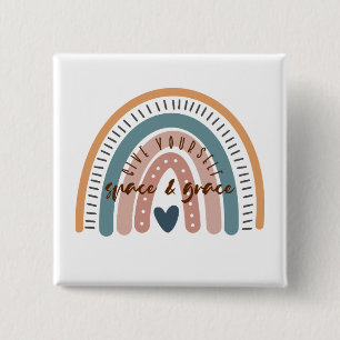 Give Yourself Space and Grace Affirmation 15 Cm Square Badge