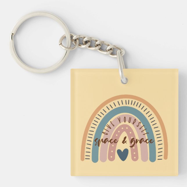 Give Yourself Space and Grace Affirmation Key Ring (Front)