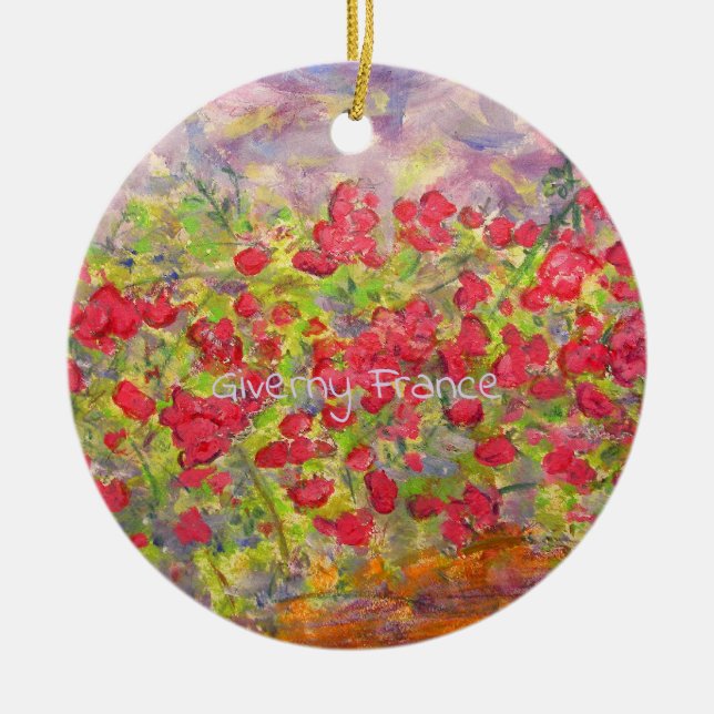 Giverny France Roses Ceramic Tree Decoration (Front)