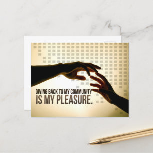 "Giving back is pleasure" Motivation Affirmation Postcard
