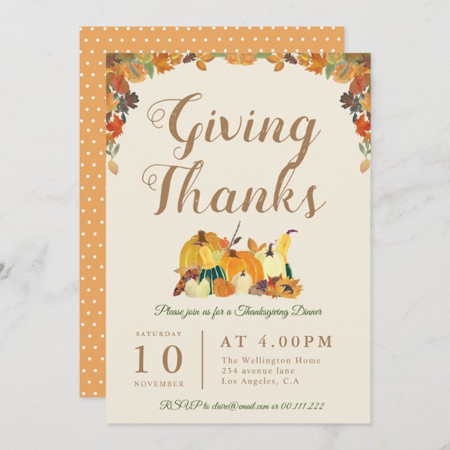 GIVING THANKS | floral thanksgiving dinner Invitation (Front/Back)