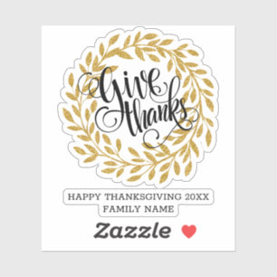 Giving thanks modern typography gold wreath