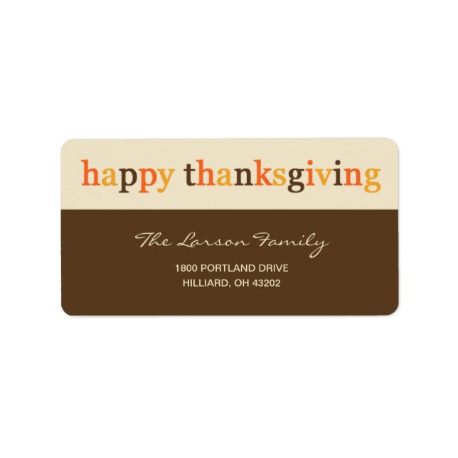 Giving Thanks Thanksgiving Address Label (Front)