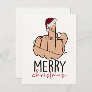 Giving the Finger Santa Hat Christmas Card