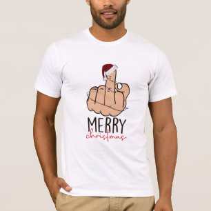 Giving the Finger Santa Hat Christmas T-Shirt
