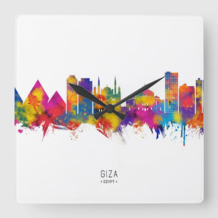 Giza Egypt Skyline Square Wall Clock