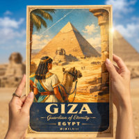 Giza Egypt Vintage Travel Poster | Pyramids & Sphi
