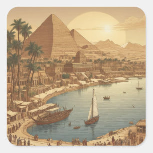 Giza Pyramids and Water Square Sticker