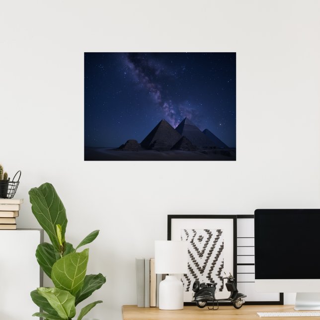 Giza Pyramids Night Sky Poster (Home Office)