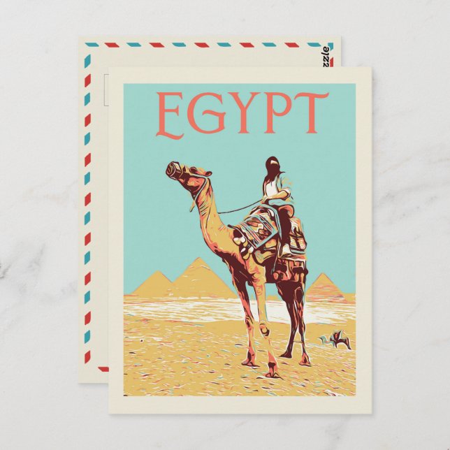 Gizeh, Pyramids with camel illustration Egypt Post Postcard (Front/Back)