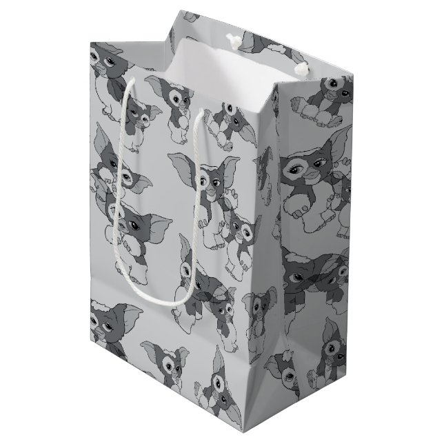 Gizmo | Black & White Pattern Medium Gift Bag (Front Angled)
